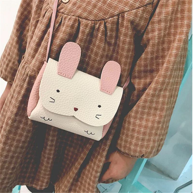 2021 chicas monedero PU bolso cartera niños conejo una bolsa de hombro bolsa pequeña moneda monedero cartera niños bolsa