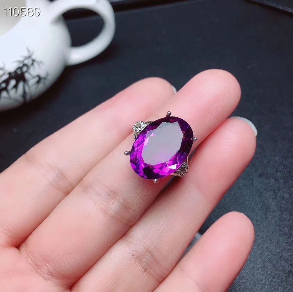 KJJEAXCMY Fine jewelry Fine 925 Sterling Silver Detection Inlay Amethyst Gemstone Girl Ring Luxury