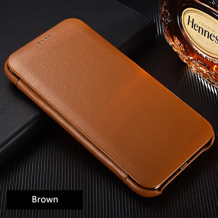 Brown Чехол для iPhone 11 Pro Max, Роскошный чехол из натуральной кожи, полный Чехол, защитный жесткий чехол, флип-чехол для телефона iPhone 11, задняя крышка - Цвет: Brown