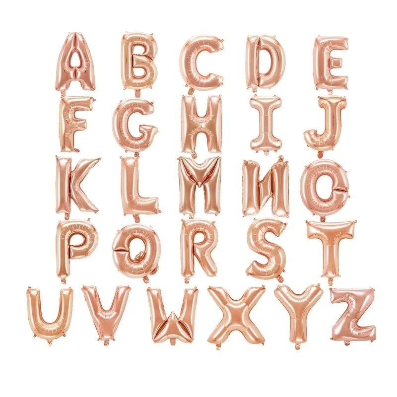 rose gold 1 шт. 32 дюйма розовое золото серебро буквы шар DIY для взрослых Свадьба юбилей Дети День рождения имя алюминиевые шары - Цвет: rose gold