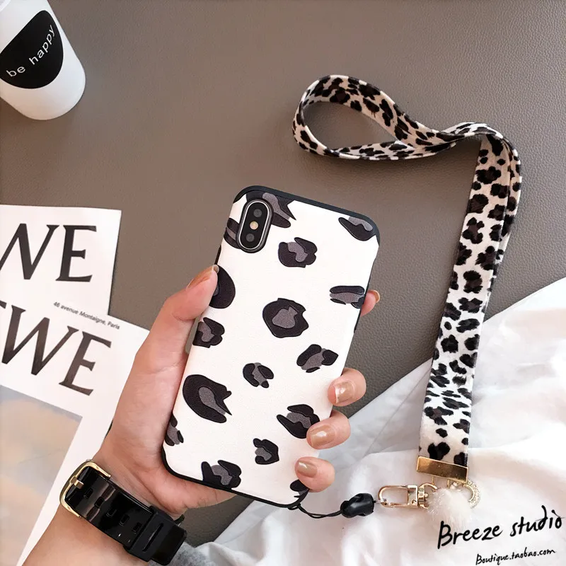 Funda фланелевый Леопардовый ремешок на шею для iPhone, xiaomi, samsung, usb-держатель для камеры, держатель для удостоверения личности, Бейджа