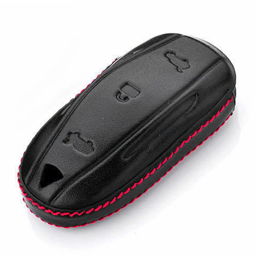 

Black Smart Remote Key Fob Protective Case Cover Leather Parts For Tesla Model S