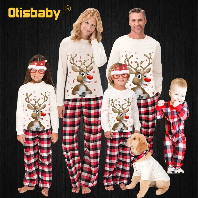 Christmas Family Matching Pyjama Mommy and me Kids Sleepwear Pj Merry Christmas Set Romper Sleepsuit Homewear