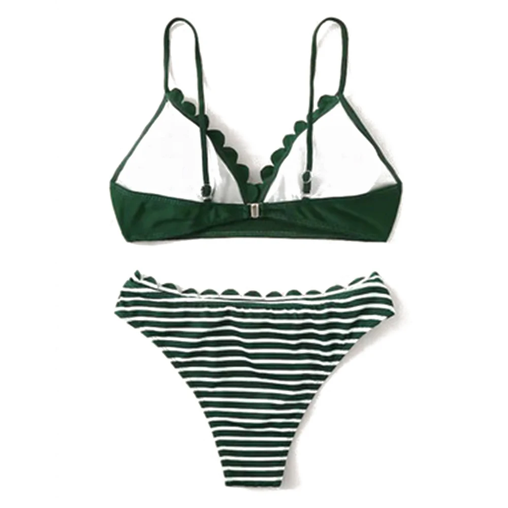 Летний Новый сексуальный женский комплект бикини пуш ап в полоску лифчик