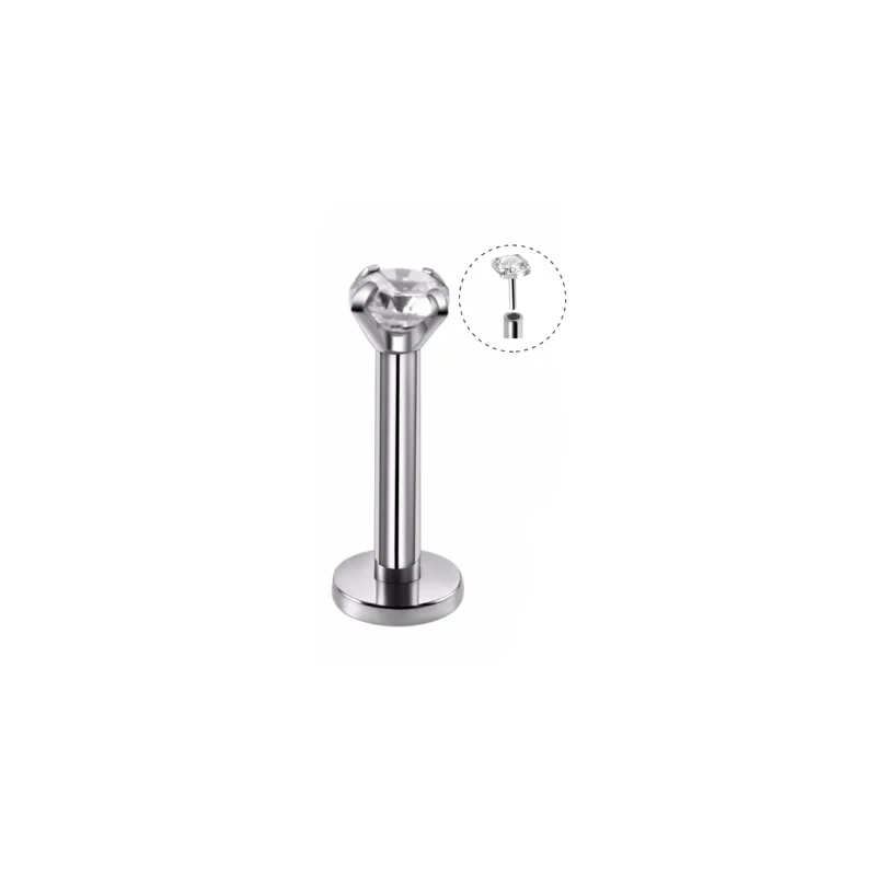 Piercing Jewelry 1Pc 20G-16G 1.5-4mm Gem Crystal Monroe Lip Stud Ring Tragus Helix Conch Cartilage Earring Piercing Steel Lip Labret Piercing Set