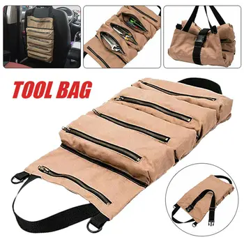 

Car Tool bag Auto Light Weight Khaki Pliers Screwdrivers Tire gauge Zippers