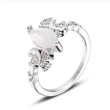 

Classic Silver Gold Color Opal Ring Fashion Lady Engagement Wedding Bands Jewelry Accessories for Women Party Best Gift