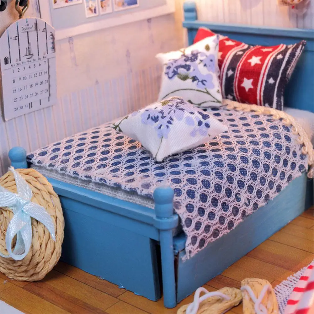 Kuulee кукольный домик Миниатюрный DIY Дом комплект дерево милый комната с СВЕТОДИОДНЫЙ мебель и чехол девочка подарок игрушка, романтическое лето