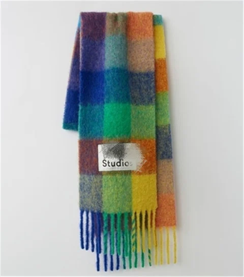 Big Discount BLhRA 2019 new alpaca wool, mohair, red plaid scarf, shawl, warm and comfortable