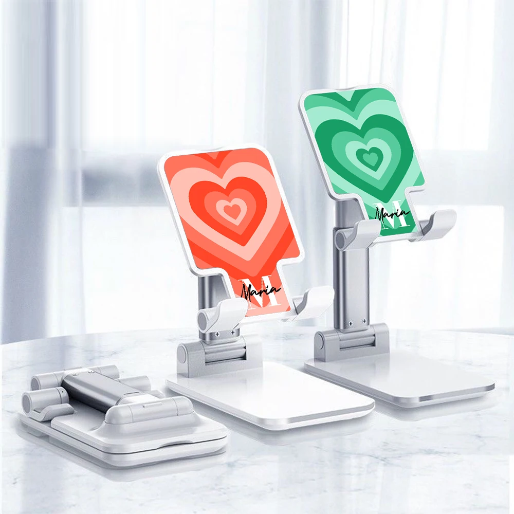 

Phone Holder Custom Name Swirl Love Heart Phone iPad Stand Retractable Foldable Adjustable Convenient Parents Friends Gift