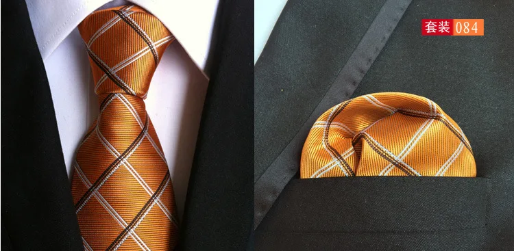 Модный цветочный галстук "пейсли" для мужчин 8 см шелковый Набор платков и галстуков для свадьбы Одноцветный галстук носовой платок наборы - Цвет: 084