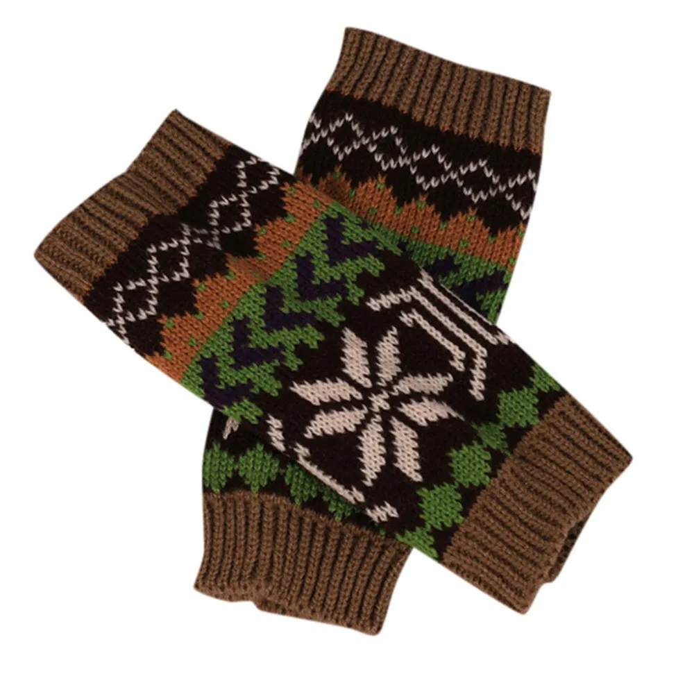 Christmas snowflake gloves knit women's girls mittens ski gloves kid half-finger gloves guantes de nieve para mujer 30S18 (8)