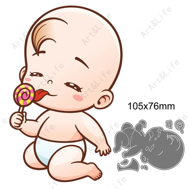 Top Hot New Lovely Cute Little Babies Metal Cutting Dies Stencils for Making Scrapbooking Album Birthday Card Embossing Cut Die Size 105x76mm