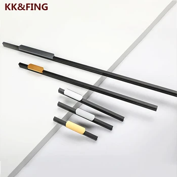 KK & FING อลูมิเนียมยาวตู้เสื้อผ้าประตูมือจับสีดำทองลูกบิดลิ้นชักตู้ North ตู้เฟอร์นิเจอร์ดึงตู้ 1