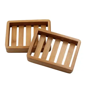 

Wooden Natural Bamboo Soap Dishes Tray Holder Storage Soap Rack Plate Box Container Portable Bathroom Soap Dish Storage Box