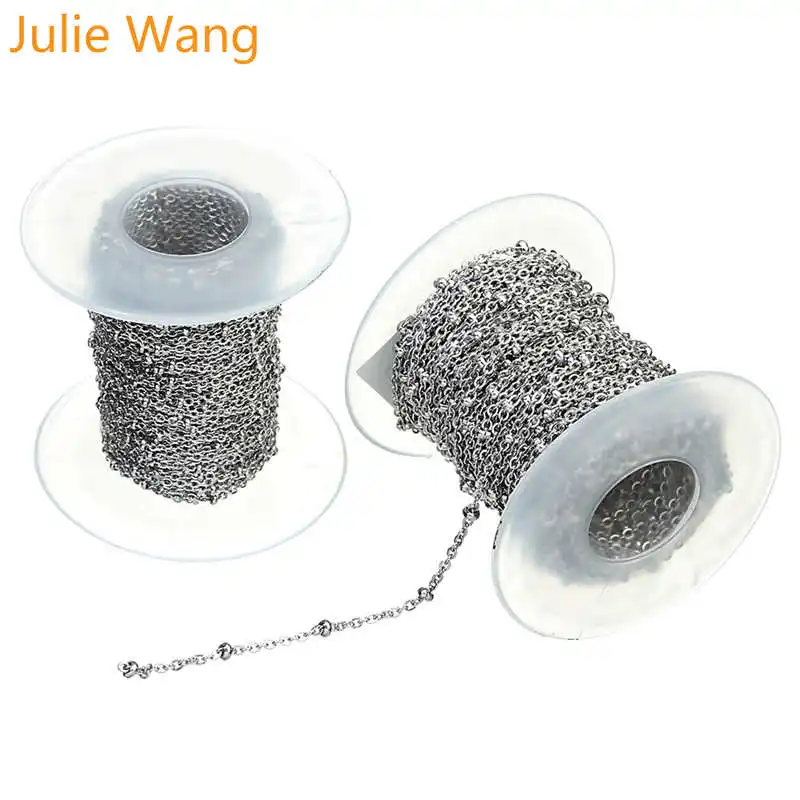 Julie Wang 10 ярдов/рулон 1 5/2 мм цепочка из нержавеющей стали с круглым кольцом
