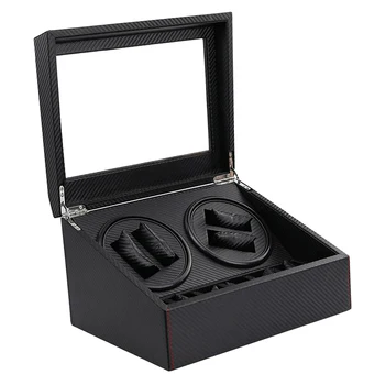 

Automatic Wristwatch Jewelry 6 Slots Storage Cases Display Box with 4 Winder
