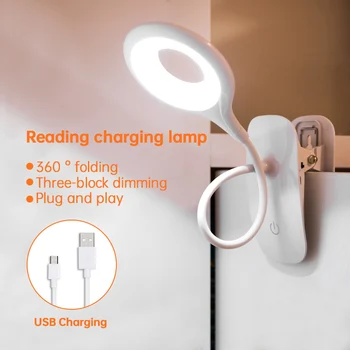 

LED Flexo Table Lamp Desk Lamp Touch Clip Study Lamps Magnifier Gooseneck Desktop Usb Table Light Rechargeable 18650 Battery