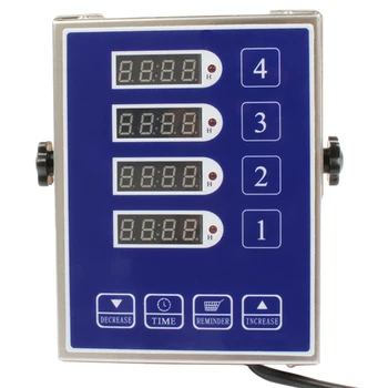 

New Stainless Steel Commercial Kitchen Four-Channel Timer 4 Fourth Button Digital Button Timing Reminder Countdown Loud Alarm,