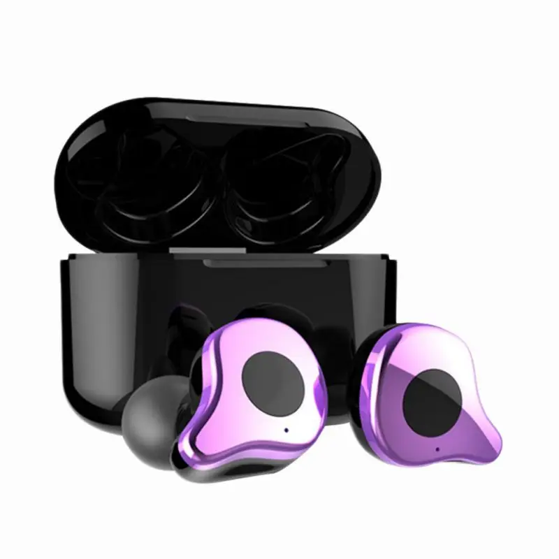 Фиолетовый E12 TWS Bluetooth 5,0 наушники беспроводные HiFi спортивные наушники микрофон с быстрой зарядкой чехол - Цвет: Фиолетовый