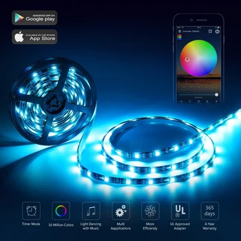 

150 LED Strip 5m Bluetooth Controller Flexible For Decor RGB With 24 Key Remote Control Brand New