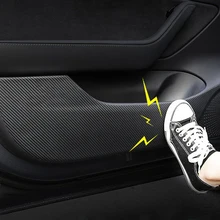 Автомобильный Стайлинг двери анти-кик покрытие из искусственной кожи стикер края двери протектор для Tesla модель 3