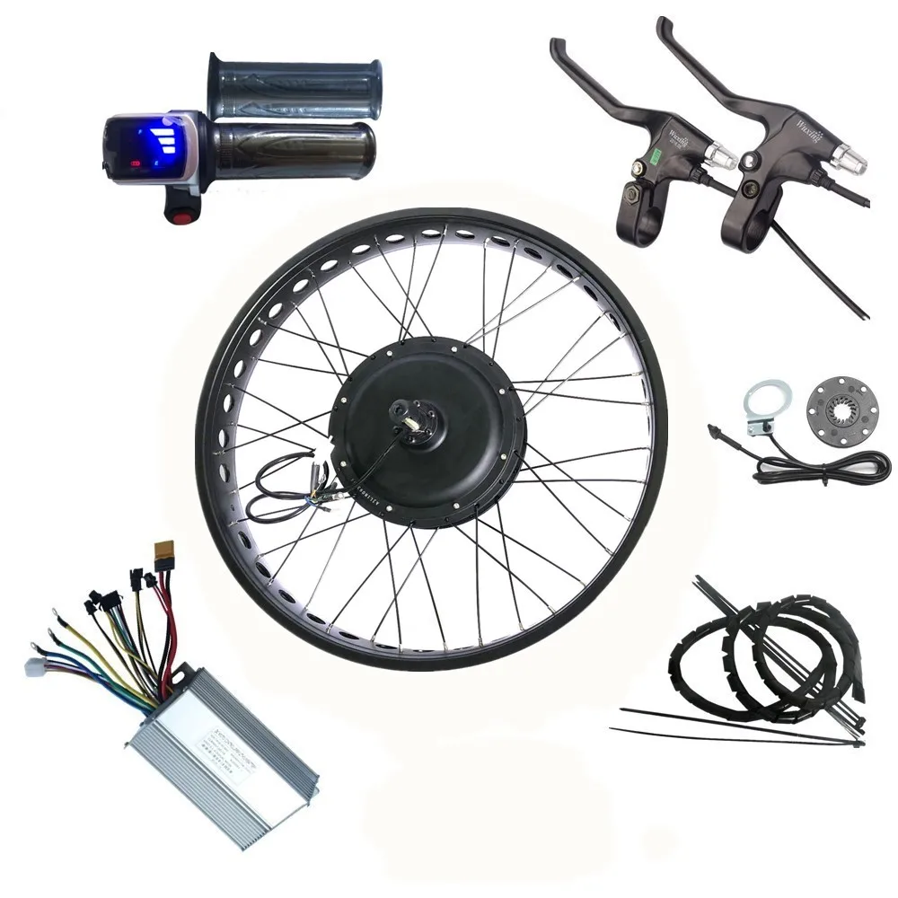 

LOLTRA 36v/48v Fat Electric Bike Conversion Kit with Ebike Throttle Accelerator with LCD Display 20"/24"/26" Snow Electric Bike