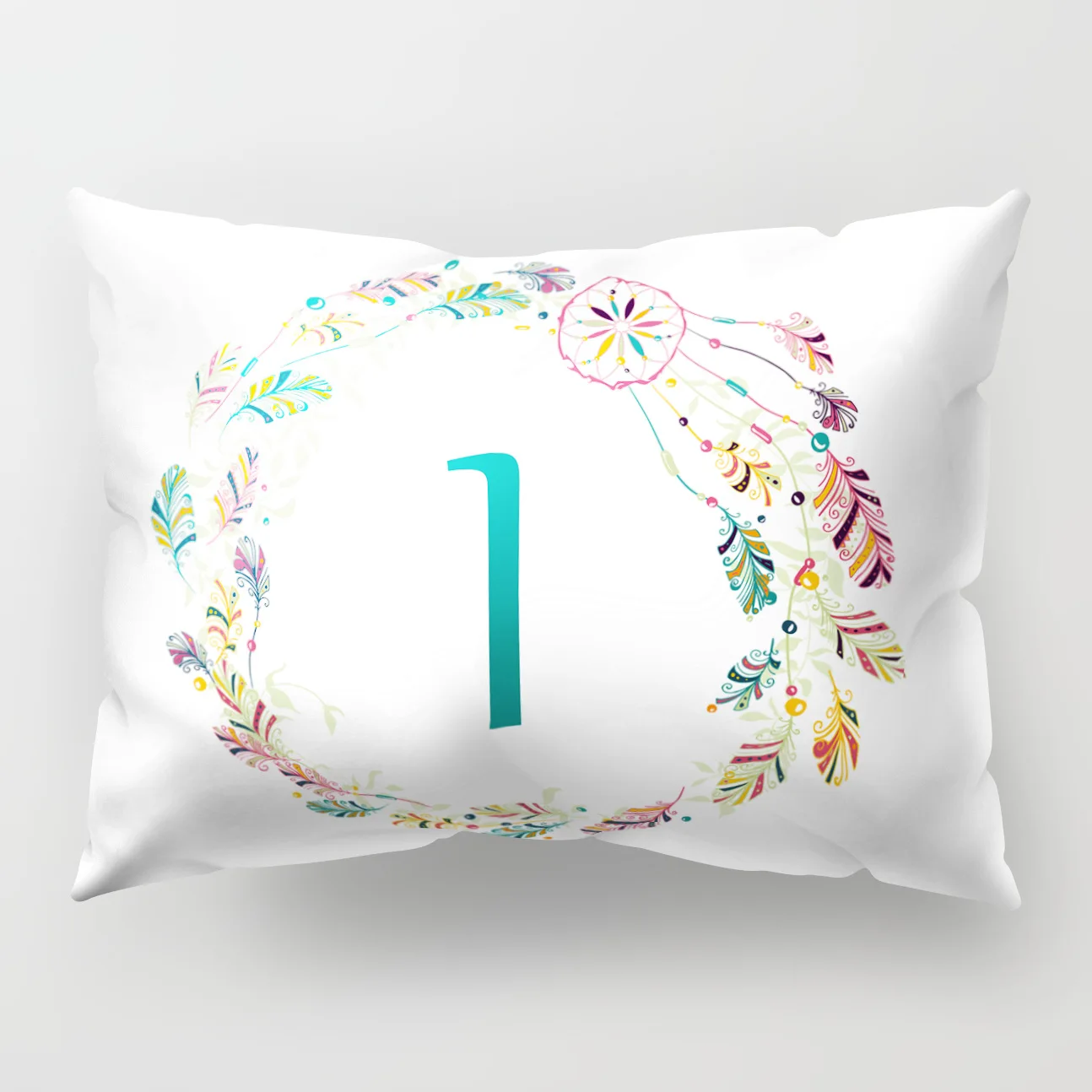 English Alphabet Floral Print Pillow Case Waist Cushion Cover Home Bed Decor Noe - Цвет: I