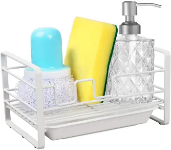 

Sponge Holder Kitchen Sink Organizer Sink Caddy Sink Tray Drainer Rack Brush Soap Holder With Removable Tray