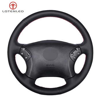

LQTENLEO Black PU Artificial Leather Hand-stitched Car Steering Wheel Cover for Mercedes Benz W203 C-Class 2001-2007