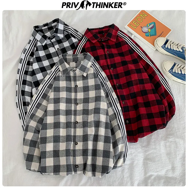 Privathinker, осень, модные женские рубашки, свободный стиль, женские блузки с длинным рукавом, клетчатая рубашка, уличная одежда, корейские офисные Топы