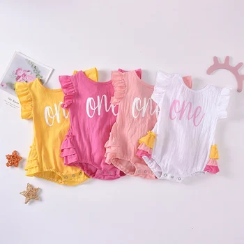 

Summer One Print Clothes Newborn Infant Baby Girls Bodysuit Flare Sleeve Clothes Outfit Summer Jumpsuit Casual Playsuit