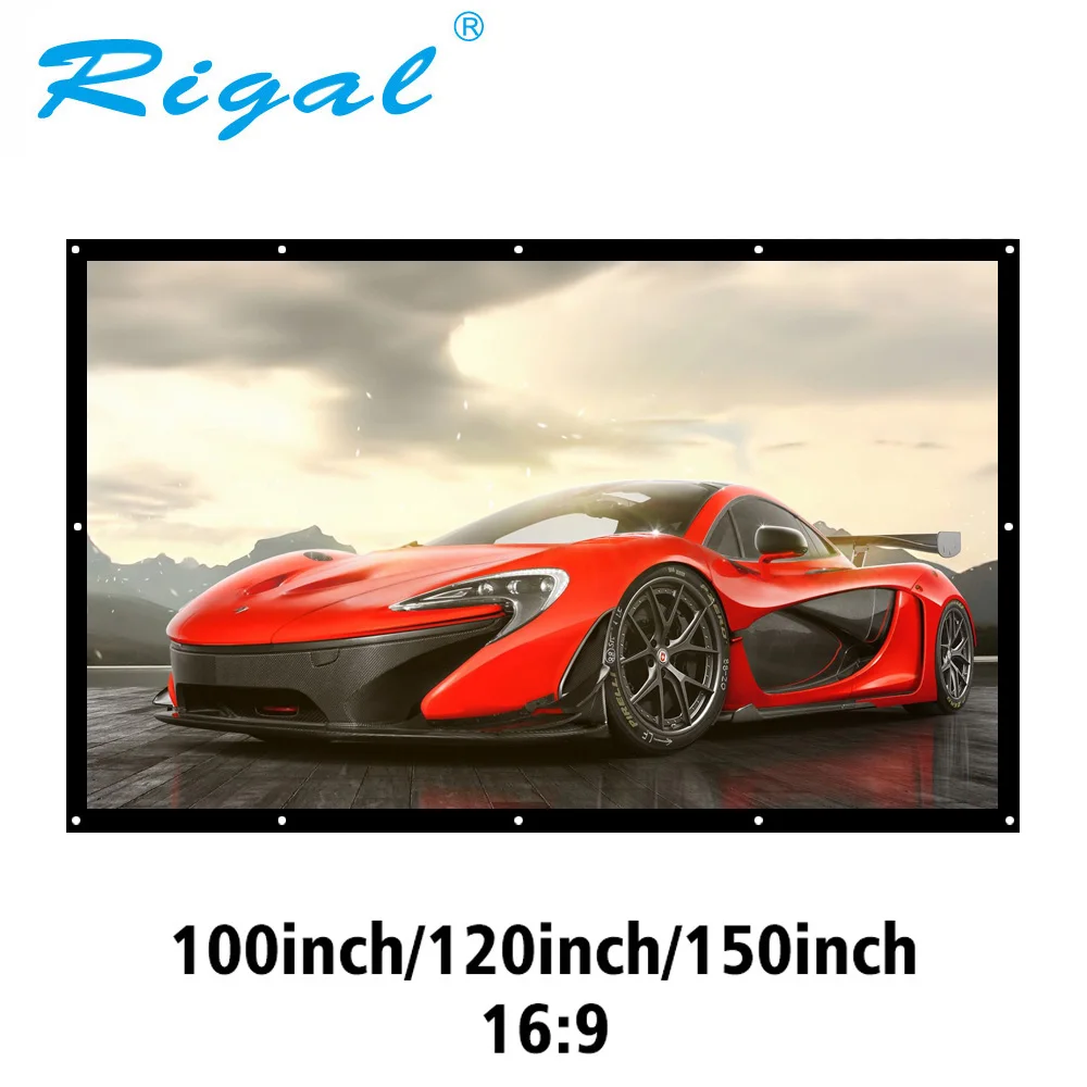 Rigal Портативный 100 120 150 дюймов проекционный экран 3D HD Настенный проектор холст 16:9
