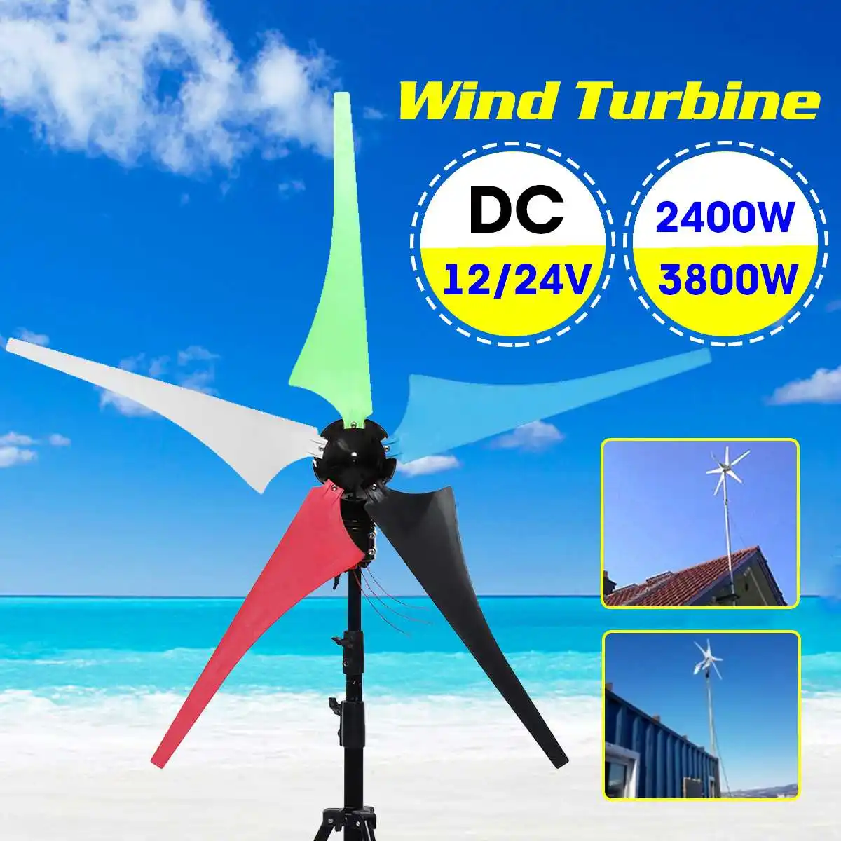 

2400/3800W Wind Generator 12/24V Household 5 Wind For Generator Wind Controller Free Gift Mounting Accessories