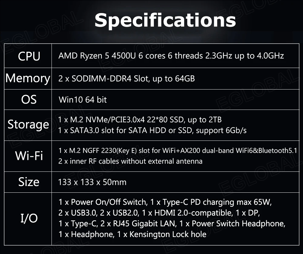 Unleash Gaming Power with our New AMD Ryzen 5 Mini PC – Ryzen 5 4500U, DDR4, 2 LAN, NVMe SSD. Elevate your gaming experience with HDMI, DP, Type-C, and 3x4K@60Hz support. Windows 10 and WiFi 6 for seamless performance. Description Image.This Product Can Be Found With The Tag Names Barebone Mini PC, Computer Office, Mini pc