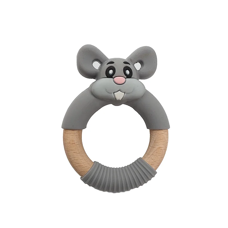 Chenkai 1PCS BPA Free Silicone Cute Mouse Rodent Teether Baby Teething Health Care For Infant Chewing Sensory Newborn Gifts