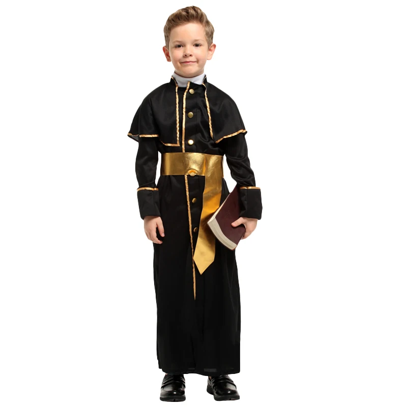 Хэллоуин средневековый в Костюмы для косплея для мамы, папы, детей Priest монахини миссионерский костюм комплекты для мальчиков Косплэй детское платье