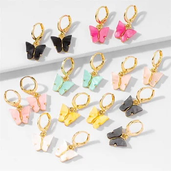 

Peixin new fashion hot earrings acetate version butterfly earrings color popular earrings ear buckle cute women's dangle earring