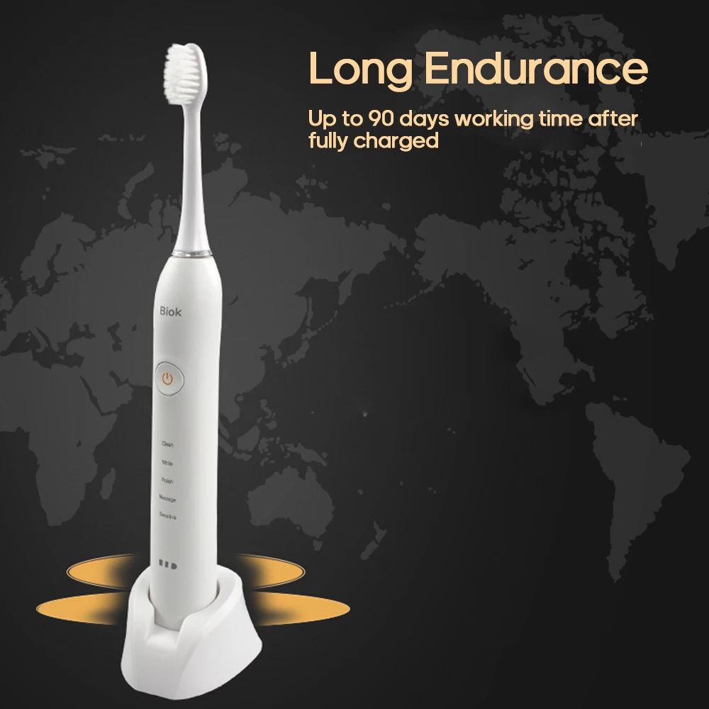 Sonic Electric Toothbrush Rechargeable Sonic Toothbrush Smart Timer 5 Modes Toothbrush with 3 Brush Heads Clean as Dentist