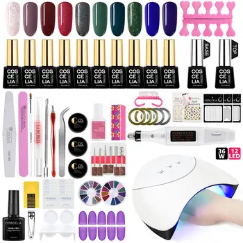 

COSCELIA UV Lamp Soak Off Gel Nail Kit Top Coat Gel Nail Polish Kit Manicure Set Nail Polish Electric Manicure Handle kit