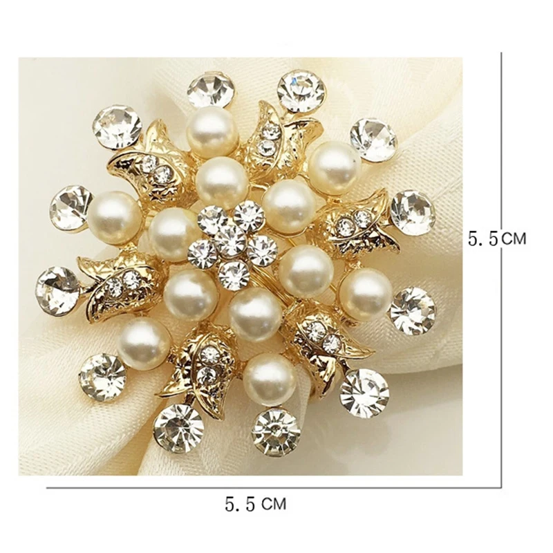New-10Pcs отель кольцо для салфетки держатель круглый цветок перламутровая салфетка Пряжка Рождество Свадебная вечеринка Золотая Салфетка Круг ужин Tab