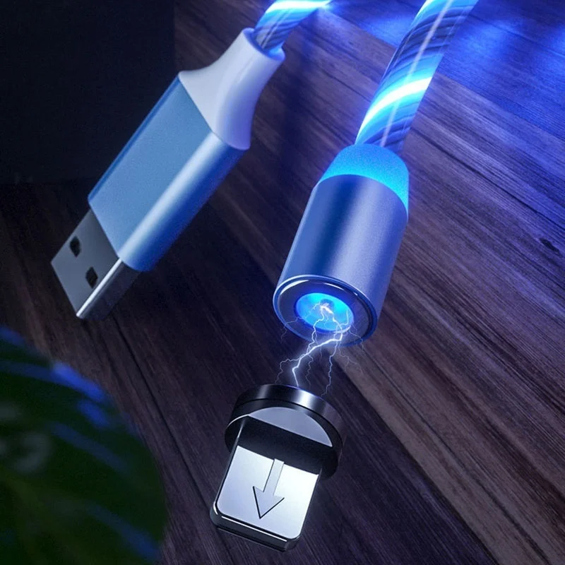 2 м светится ночью 2.4A Быстрая зарядка Магнит Micro usb type C Lightning Кабель для samsung OPPO VIVO