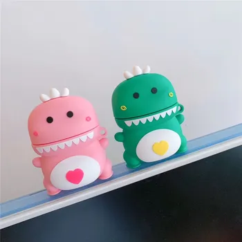 

3D Cute Couple Heart Dinosaur Silicone Case for Apple Airpods 1 2 Wireless Earphone Headphone Cover Box