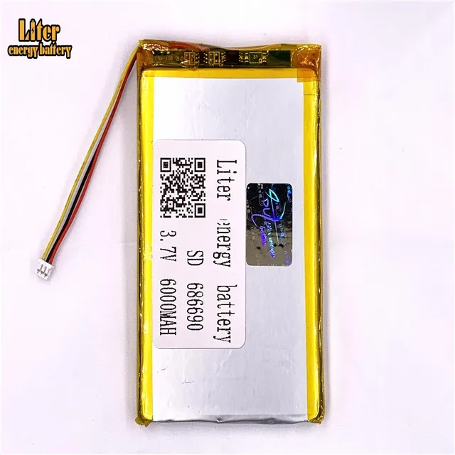 1,25 мм 2pin разъем 706590 6000mah 3,7 V литий-ионная полимерная батарея перезаряжаемая для карманный персональный компьютер с GPS рекреационные машины power bank