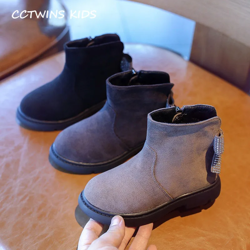 CCTWINS/детская обувь; коллекция года; Сезон Зима; модные детские ботильоны с бабочками; брендовая теплая обувь для девочек; замшевые ботинки со стразами; FB1816