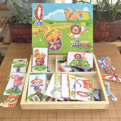 Early Education Magnetic Puzzle Cognitive Pairing Beneficial Intelligence Magnetic Paste Face Features Wooden Toys 5