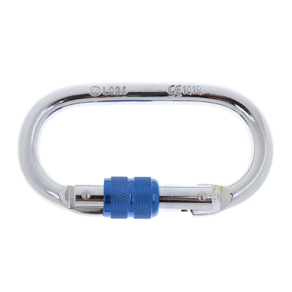 Steel  Lock Carabiner Clip Hook for Hiking Climbing - Red Silver