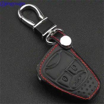 

jingyuqin FOB 3 Buttons Car key Leather Case Cover for Chrysler Jeep Dodge Ram Caliber Nitro Patriot Pacifica Liberty