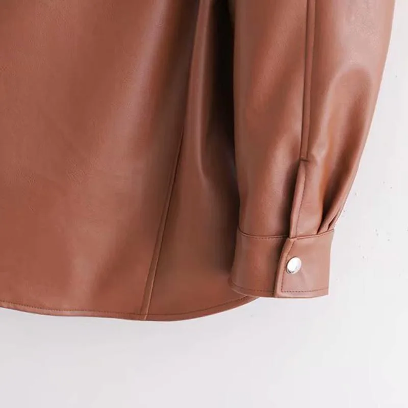 WT268 осеннее Трендовое Женское пальто цвета хаки с длинным рукавом и отложным воротником, приталенная куртка из искусственной кожи с поясом, верхняя одежда