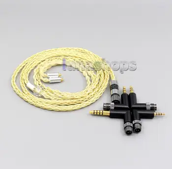 

4 in 1 Plug 8 Cores Extremely Soft 7N OCC Pure Silver + Gold Plated Earphone Cable For Shure se535 se846 se425 se215 LN006218